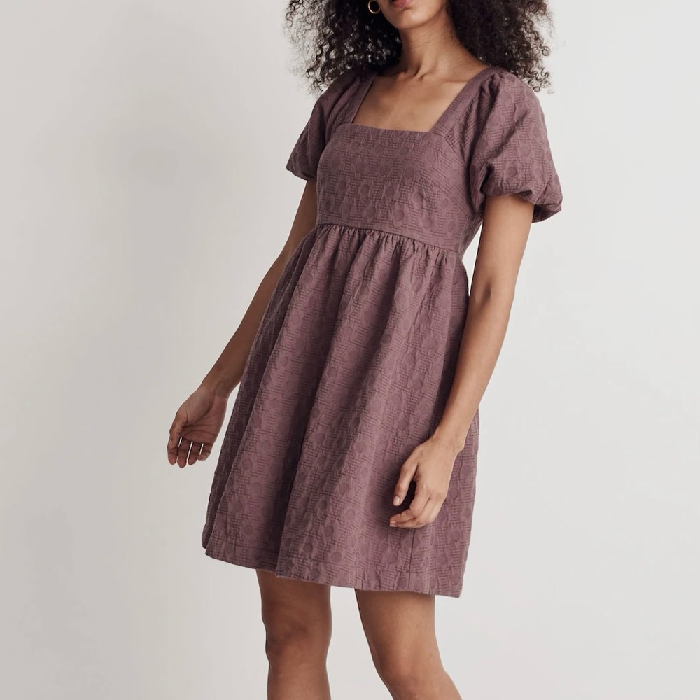 Madewell Floral Quilted Puff-Sleeve dress